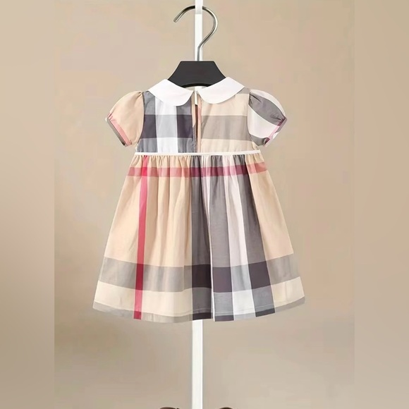 NWT Girl’s Classic Plaid Nova Check Puff Sleeve Collar Cotton Dress Size 7Y - Picture 2 of 13